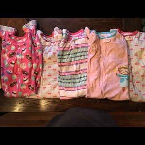 Five Carter’s Fleece Pajamas Girls Size 4T